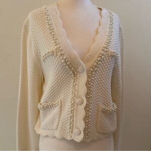 House of Harlow pearl embellished cardigan